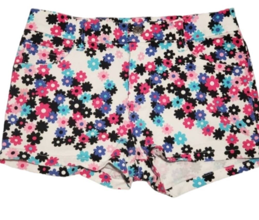 Daisy Floral Print Design Flower Button Shorts - Size 10